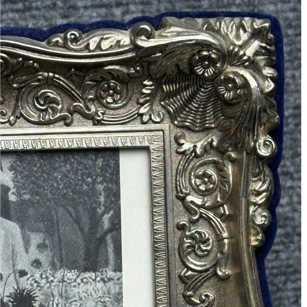 Vintage Godinger 5x7 silverplate ornate frame Baroque Rococo vintage 1938 print